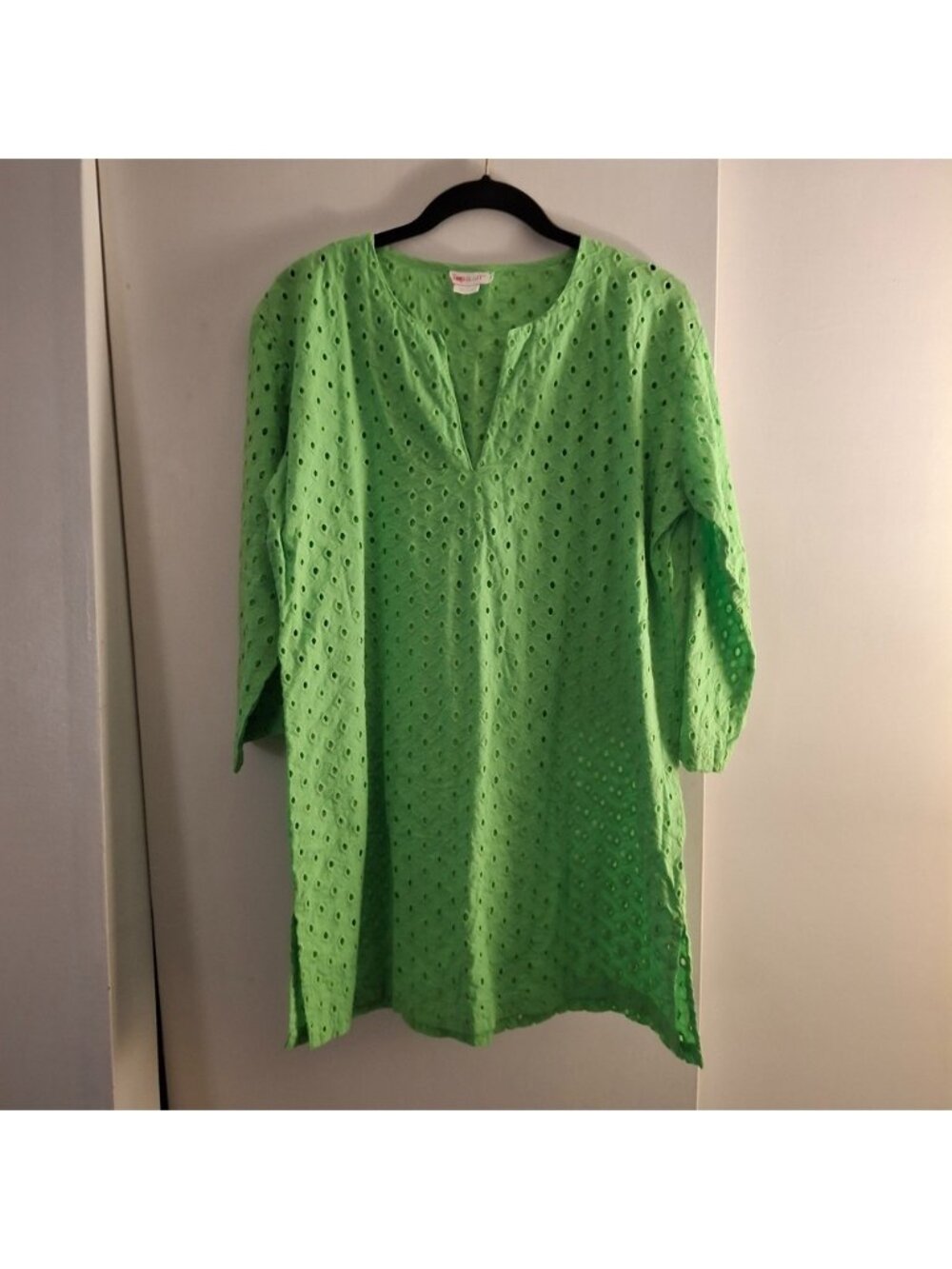 Green Eyelet Women's Tunic Top